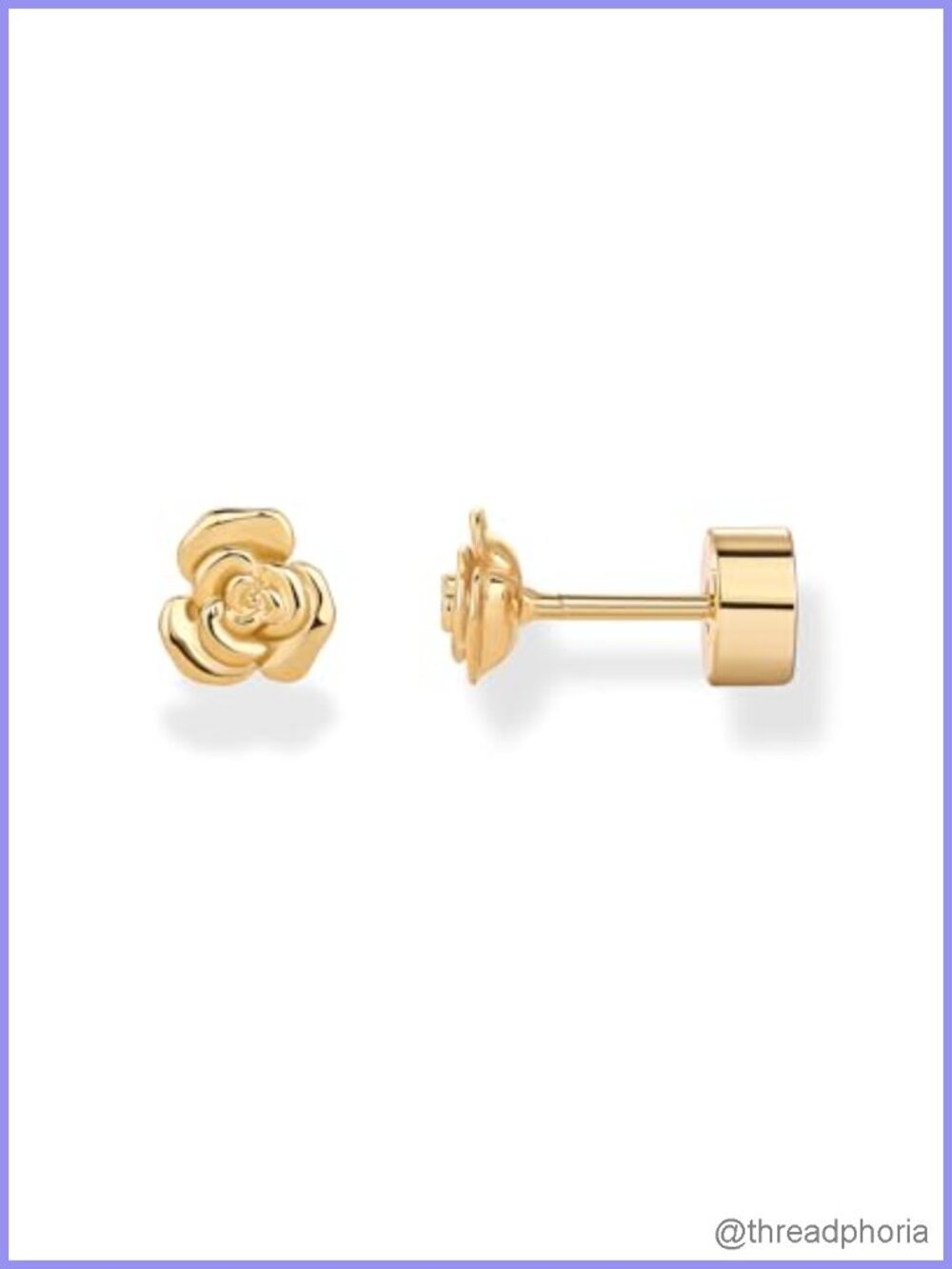 14K Gold Plated CZ Stud Earrings Screw Back Flat Back Hypoallergenic